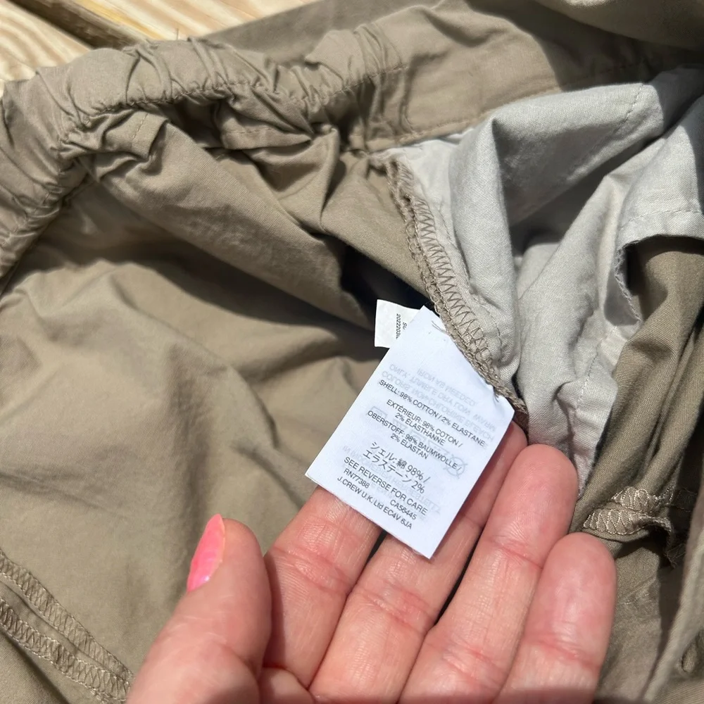 J.Crew  Women's Cotton‎ Blend Pull-On Ankle Pants 14 Tan Wide Leg - Picture 5 of 14